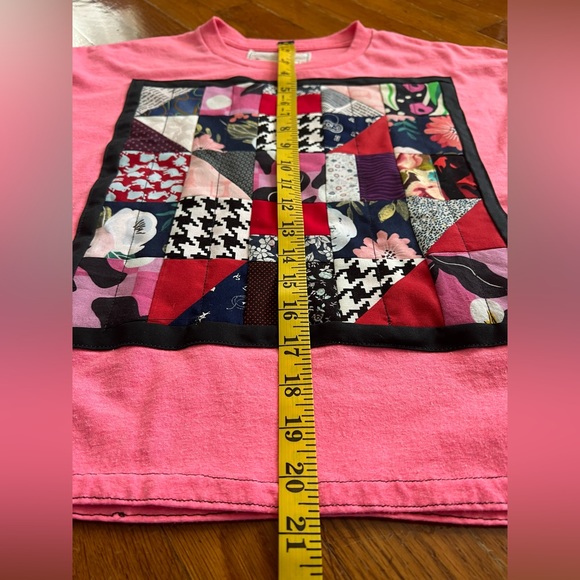 Neon Pink Bright Patchwork Crop Tee - Picture 5 of 16